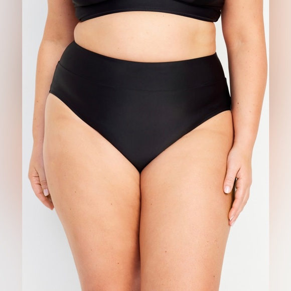 Old Navy Women’s Banded High-Waist Bikini Swim Bottoms Black Large 12-14 - Picture 5 of 16